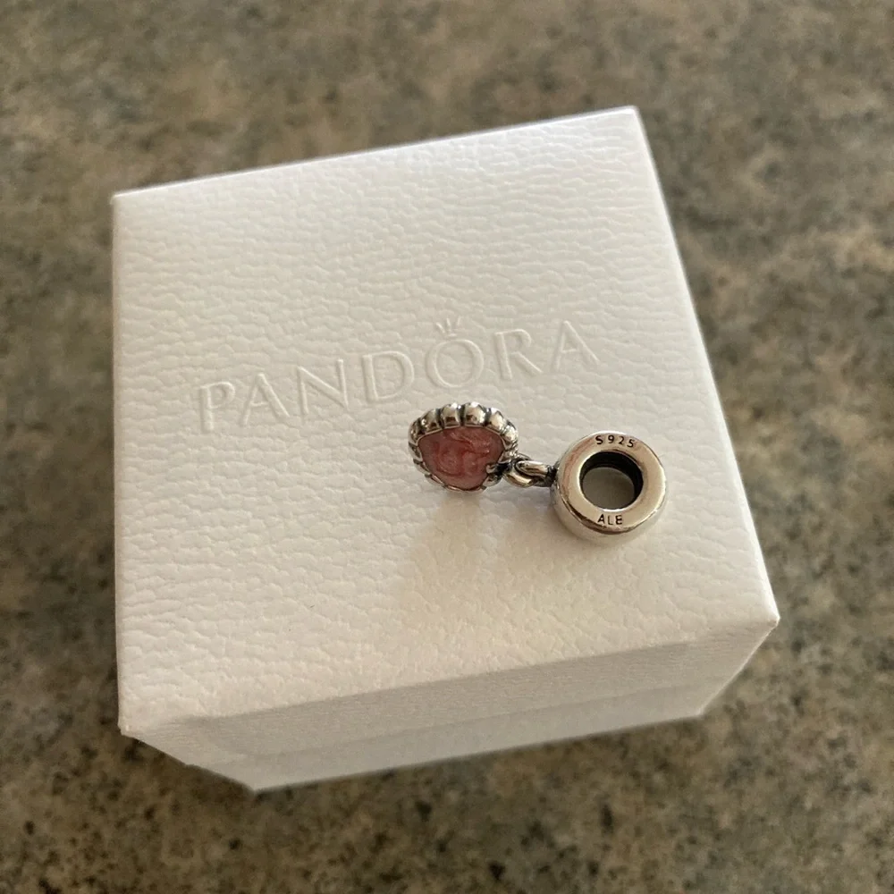 📿 Retired [Pandora] 925 Heart Young Love Pink Charm Dangle Bead Pendant, EUC - Picture 3 of 6